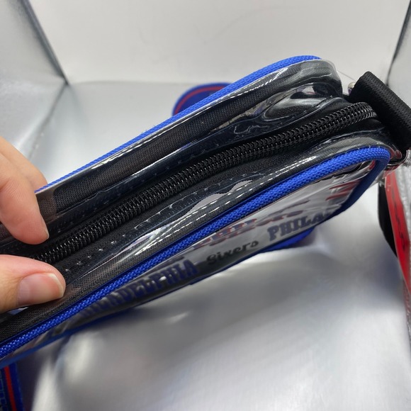 FOCO Philadelphia 76ers Sixers NBA Team Logo Stripe Clear Crossbody Bag Security - Picture 10 of 12